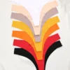 FINETOO 6PCS Women Ice Silk Seamless Underpants Panties Sexy V-Waist Sport Thongs Low Rise 10 Soild Colours Breathable G-string