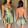 Summer New Popular European and American Style Sexy Slimming Show Solid Color Slimming Dress Short Women's